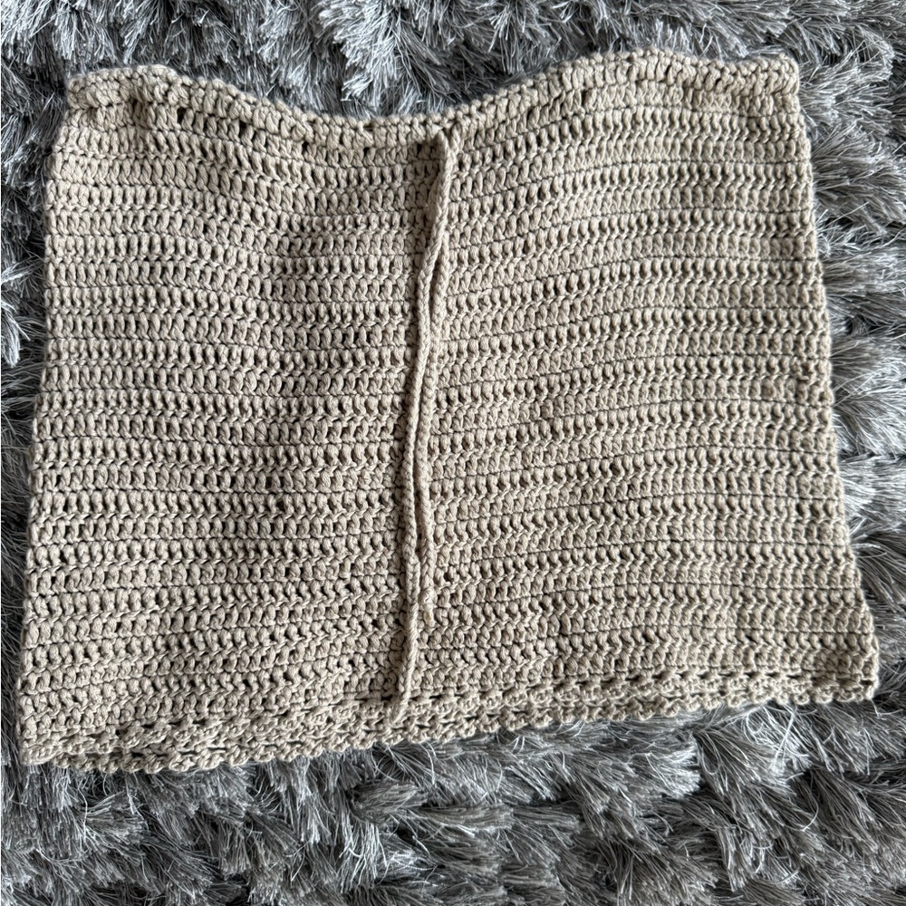 Edikted Tan Crochet Mini Skirt
